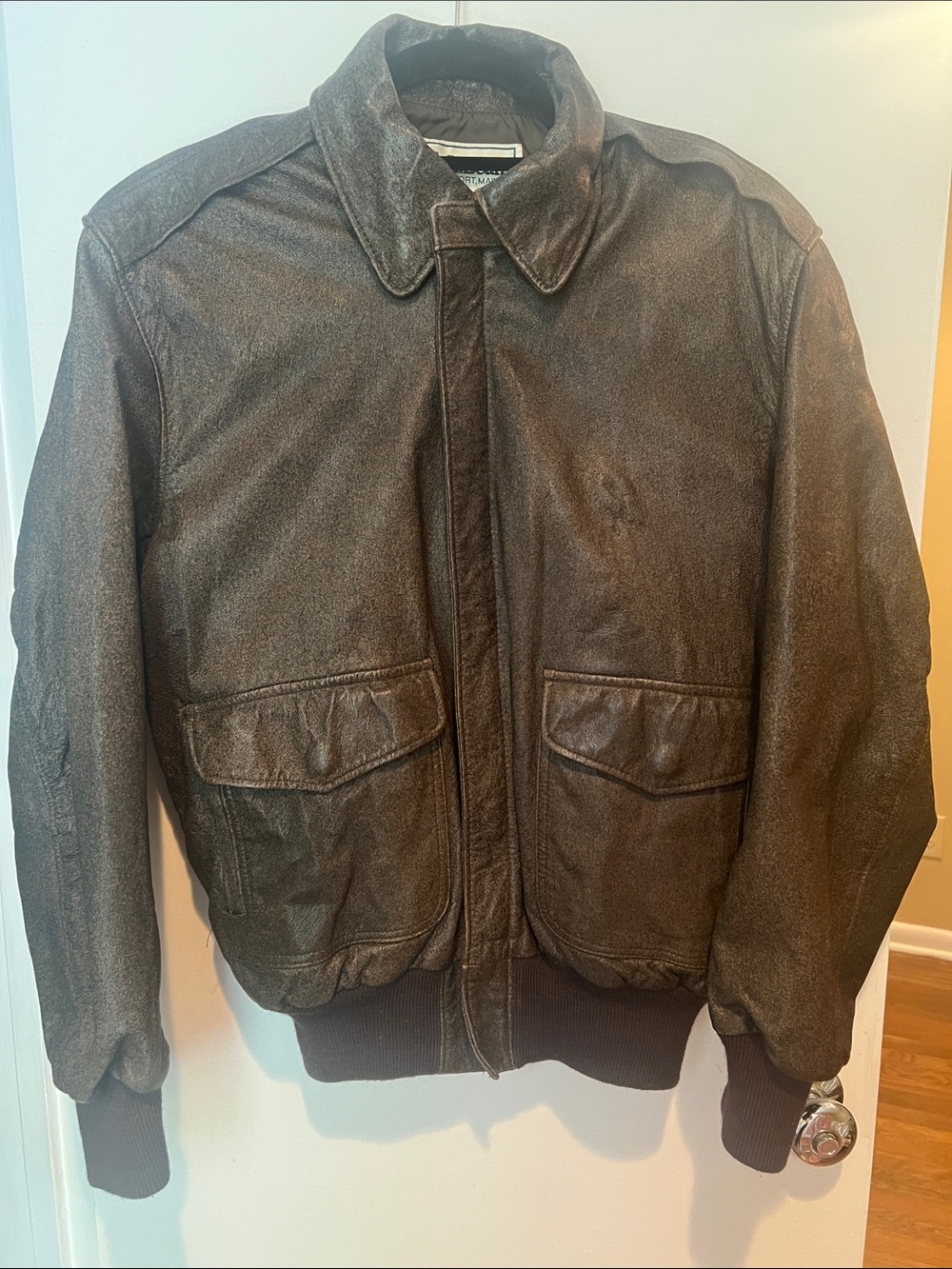 Vintage L.L. Bean Brown Leather Bomber Jacket